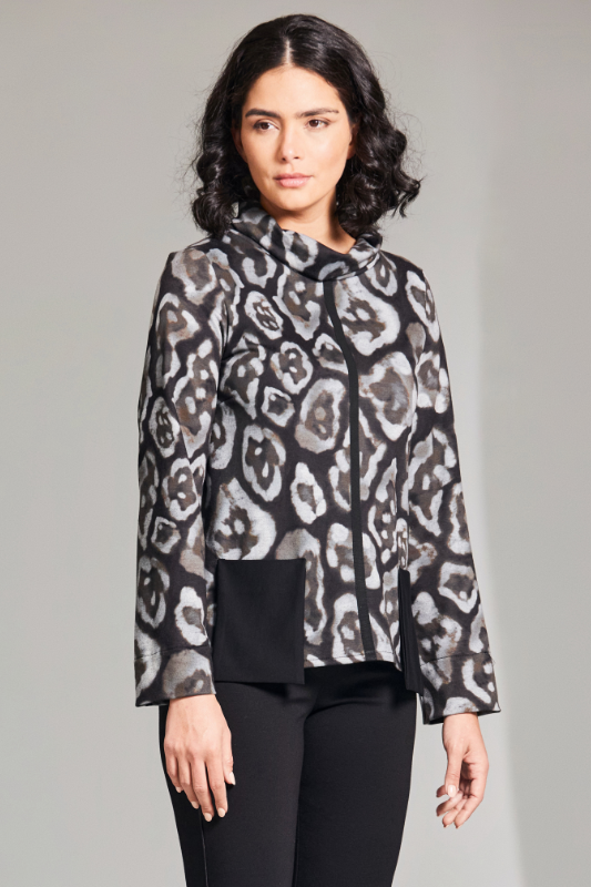 Peruzzi Print Pocket Top | Grey | W24214
