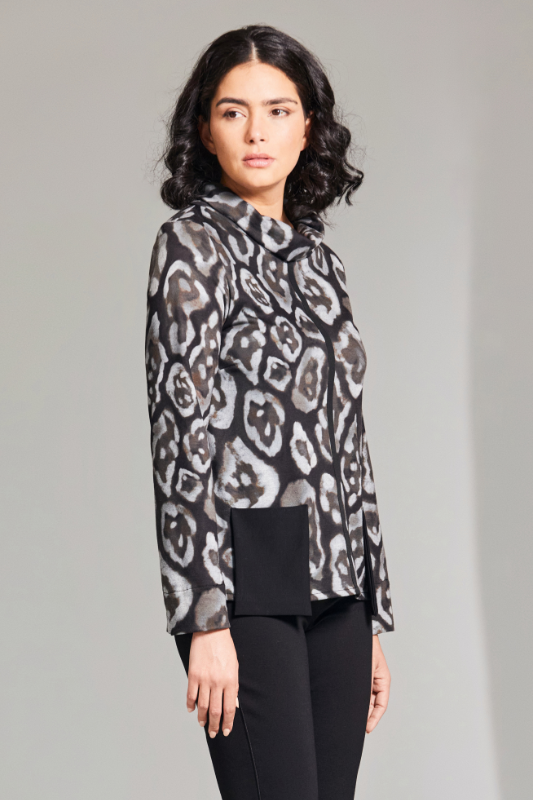 Peruzzi Print Pocket Top | Grey | W24214