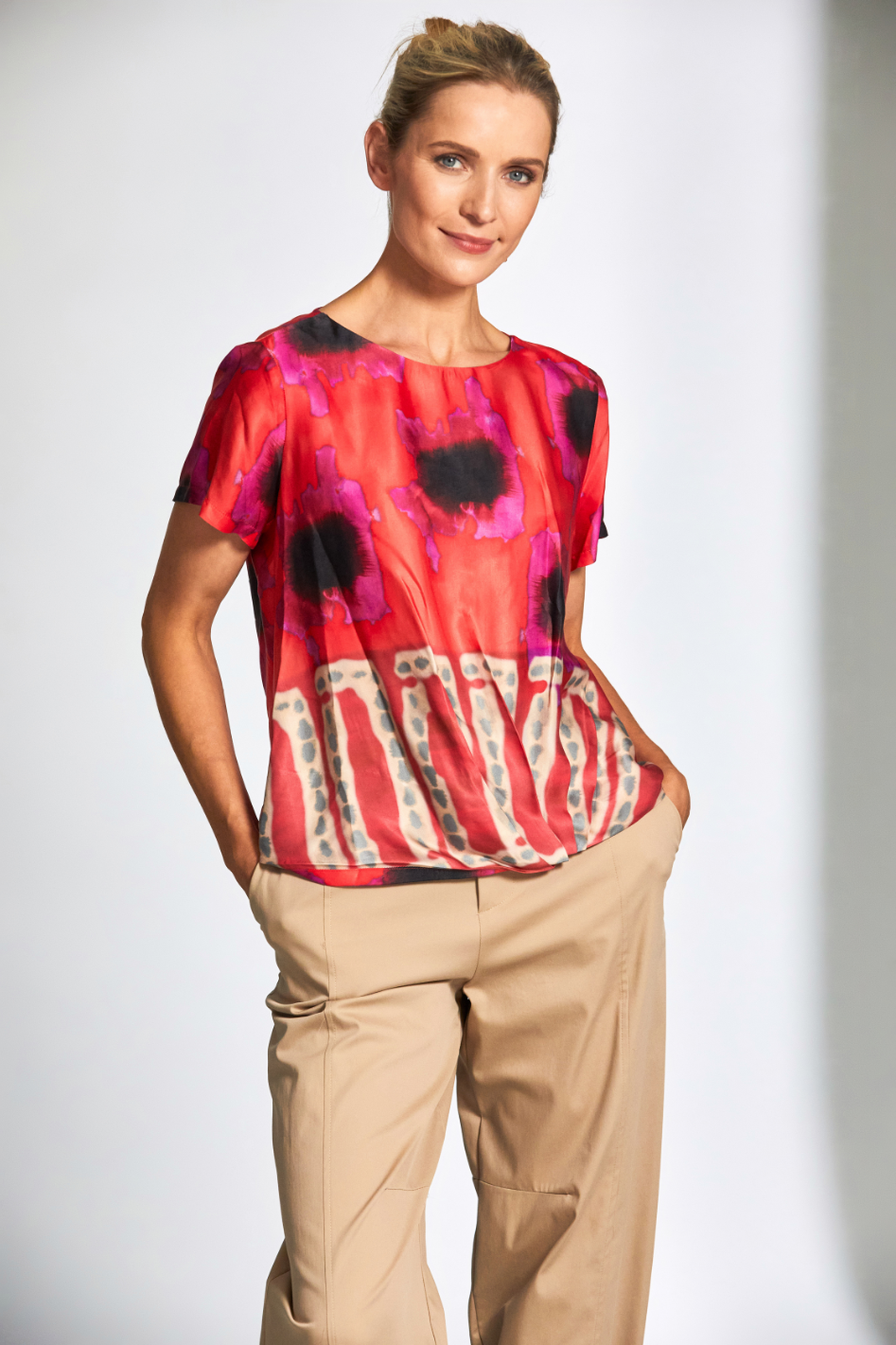 Peruzzi Printed Top in Tomato 