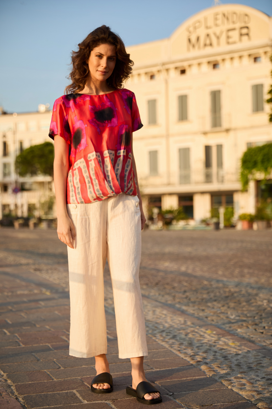 Peruzzi Printed Top in Tomato 