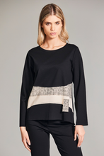 Load image into Gallery viewer, Peruzzi Raised Applique Top | Black | W24170
