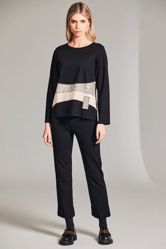 Peruzzi Raised Applique Top | Black | W24170
