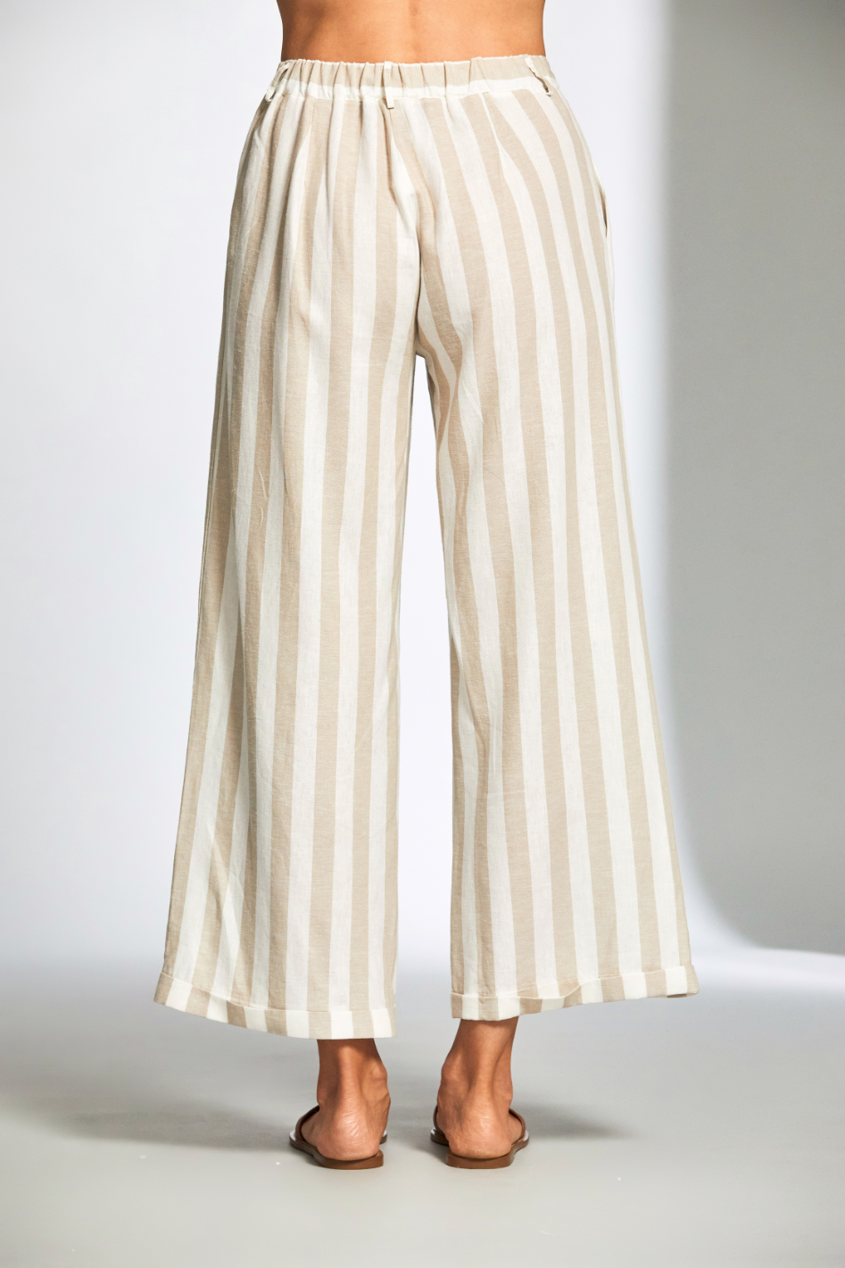 Peruzzi Stripe Linen Trouser in Sand/Ecru 
