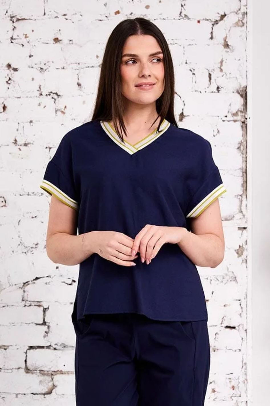 Peruzzi Stripe Trim Top