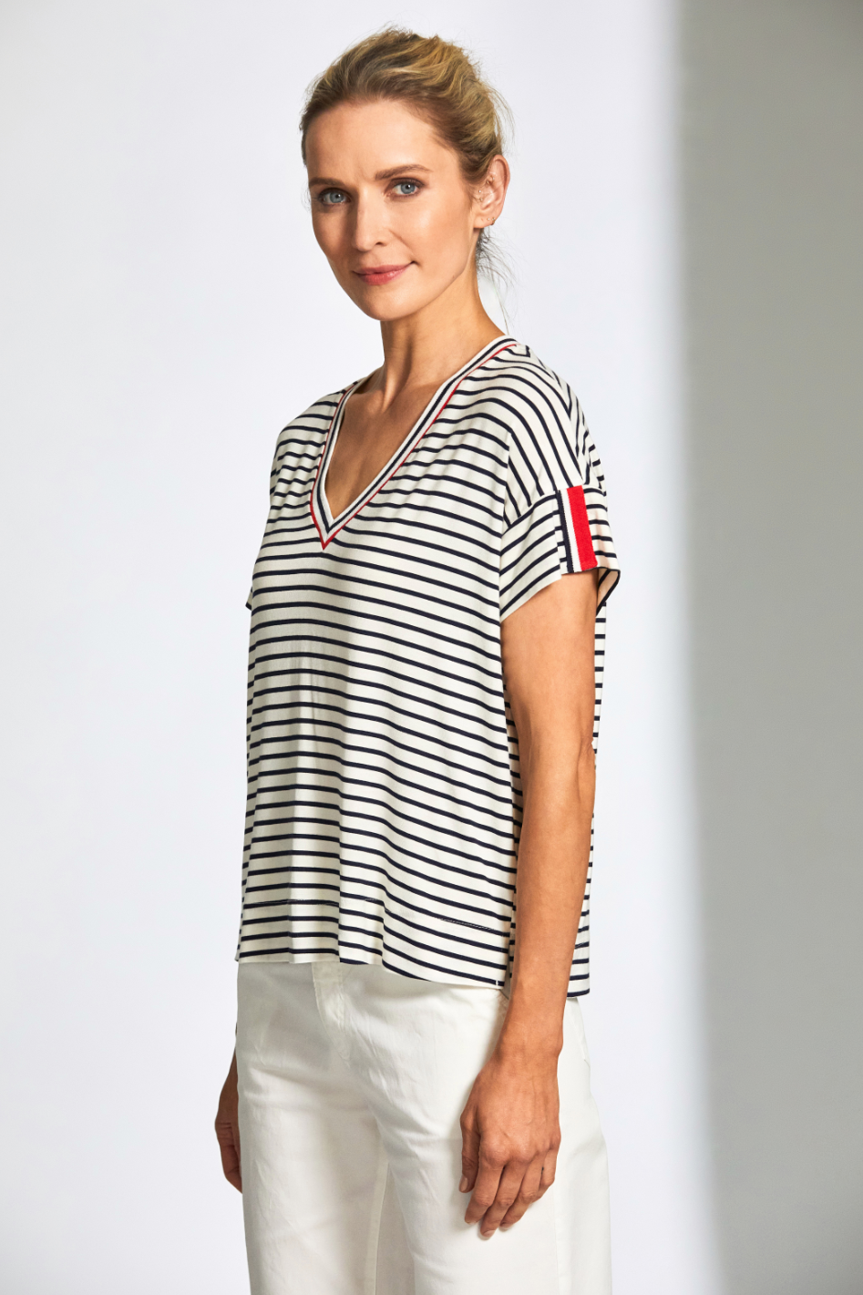 Peruzzi Stripe V-Neck Tee 
