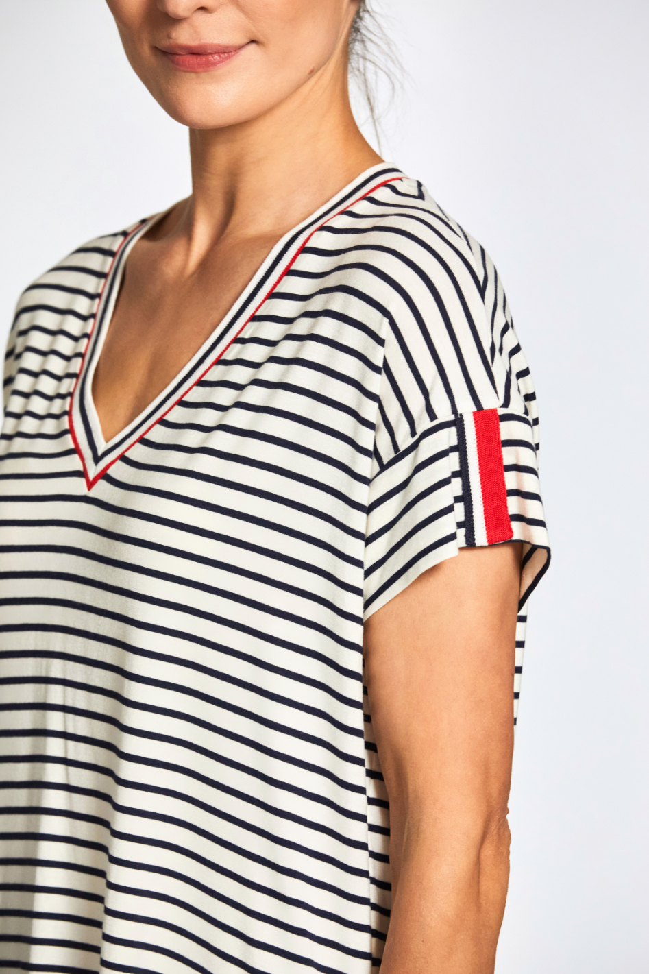 Peruzzi Stripe V-Neck Tee 