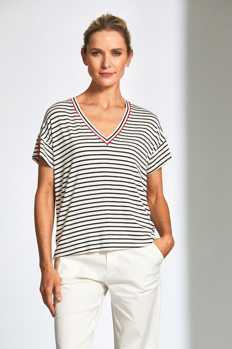 Peruzzi Stripe V-Neck Tee 