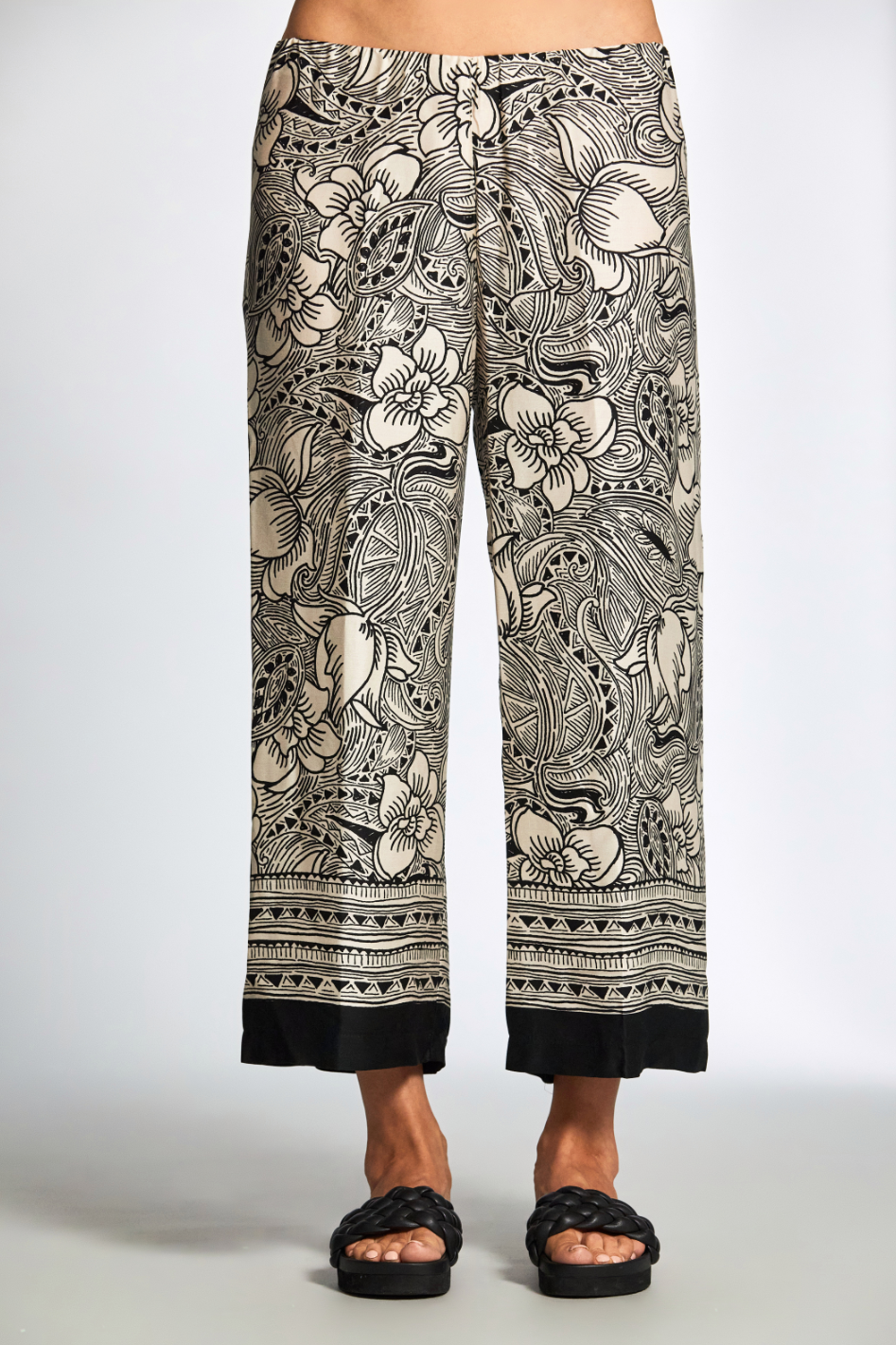Peruzzi Woodblock Print Trouser | Black/Ecru | 25125