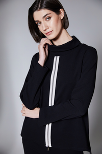 Peruzzi Zip Front Cowl Top | Black | W25119