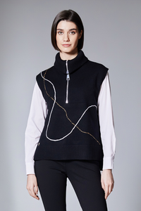 Peruzzi Zip Knit Tabard | Black/Ecru | W25600