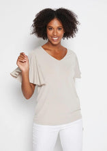 Load image into Gallery viewer, Philosophy Wing Short Sleeve Flutter Top in Champagne
