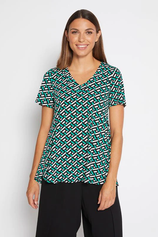 Philosophy Hadley V Neck Swing Top in Tetris Print