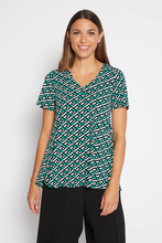 Load image into Gallery viewer, Philosophy Hadley V Neck Swing Top in Tetris Print
