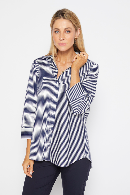 Philosophy Regina 3/4 Stripe Shirt | Navy Stripe