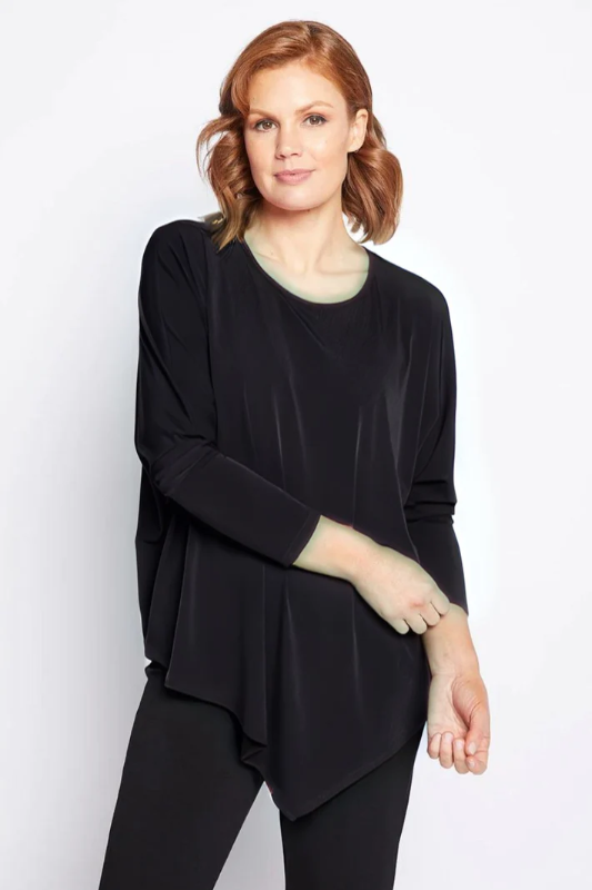 Philosophy Long Sleeve Asymetrical Tunic in Black