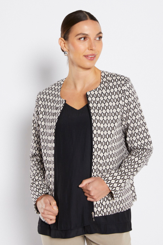 Philosophy Zappo Long Sleeved Zip Up Jacket | Jewels Stone Print