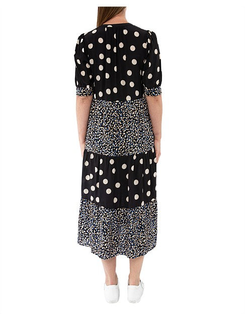 Ping Pong Spliced Spot Tiered Dress