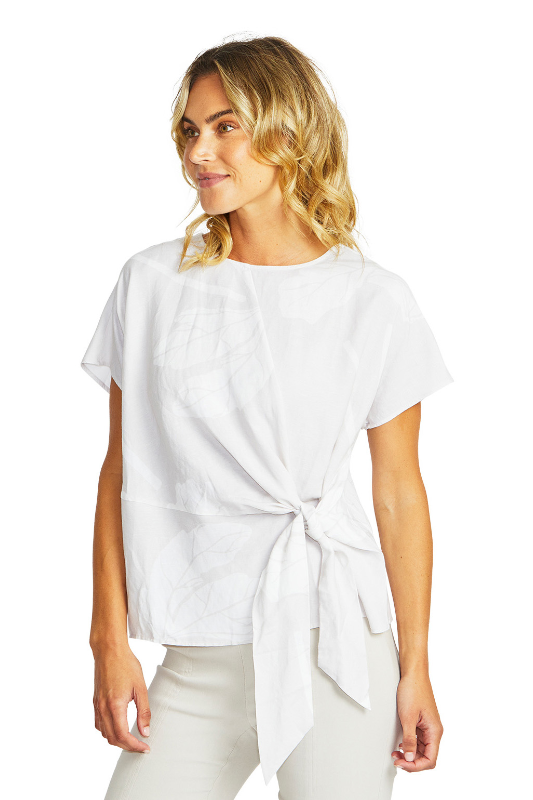 Ping Pong Atlas Knot Front Top in Flax and White