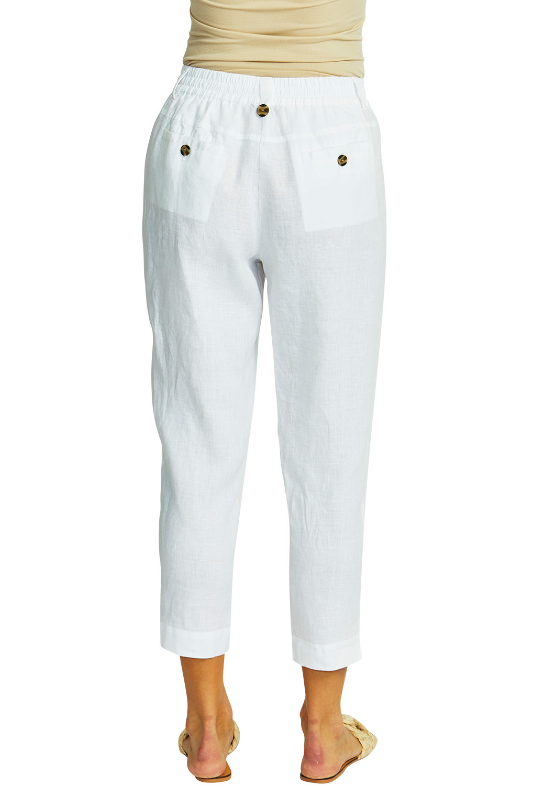 Ping Pong Ava Pull On Linen Pant in White