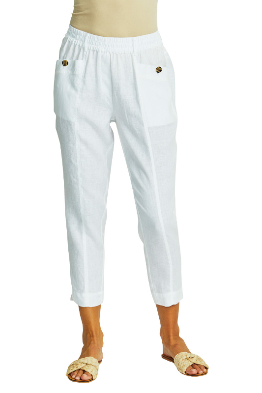 Ping Pong Ava Pull On Linen Pant in White