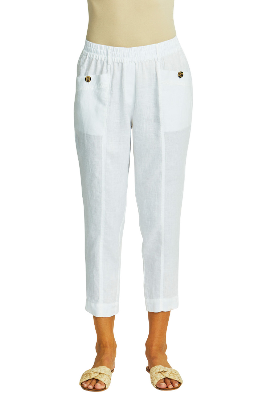 Ping Pong Ava Pull On Linen Pant in White