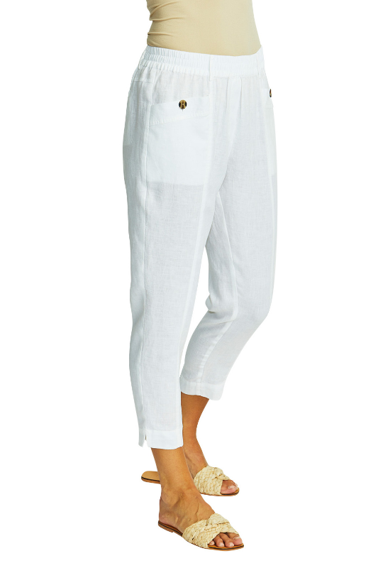 Ping Pong Ava Pull On Linen Pant in White