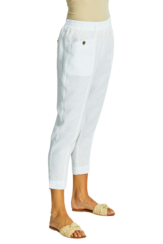 Ping Pong Ava Pull On Linen Pant in White