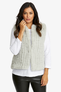 Ping Pong Crochet Faux Fur Vest | Silver