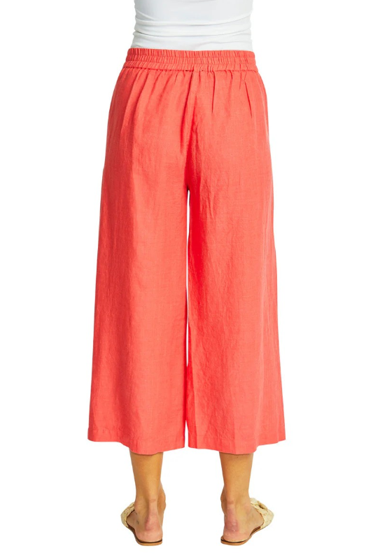 Ping Pong Gaby Linen Button Culotte in Coral