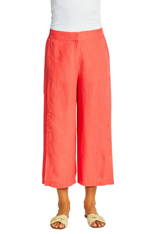 Ping Pong Gaby Linen Button Culotte in Coral