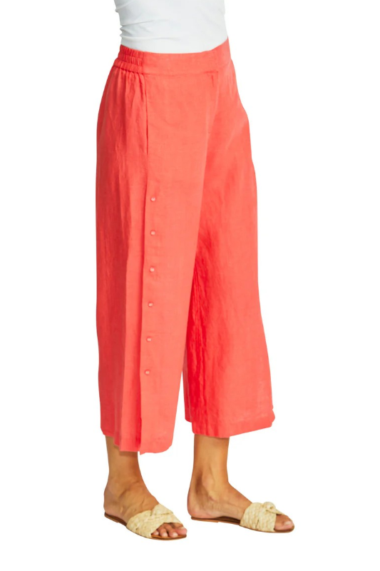Ping Pong Gaby Linen Button Culotte in Coral