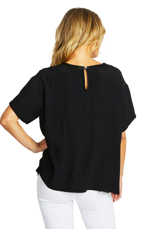 Ping Pong Helen Oversized Slinky Top in Black