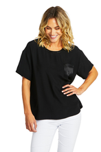 Load image into Gallery viewer, Ping Pong Helen Oversized Slinky Top in Black
