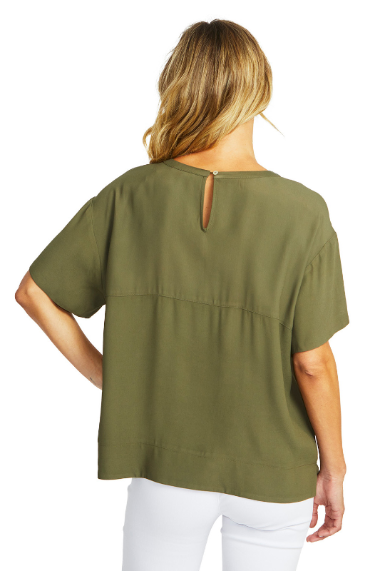 Ping Pong Helen Oversized Slinky Top | Khaki