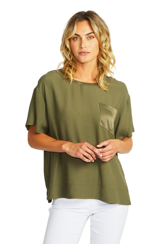 Ping Pong Helen Oversized Slinky Top | Khaki