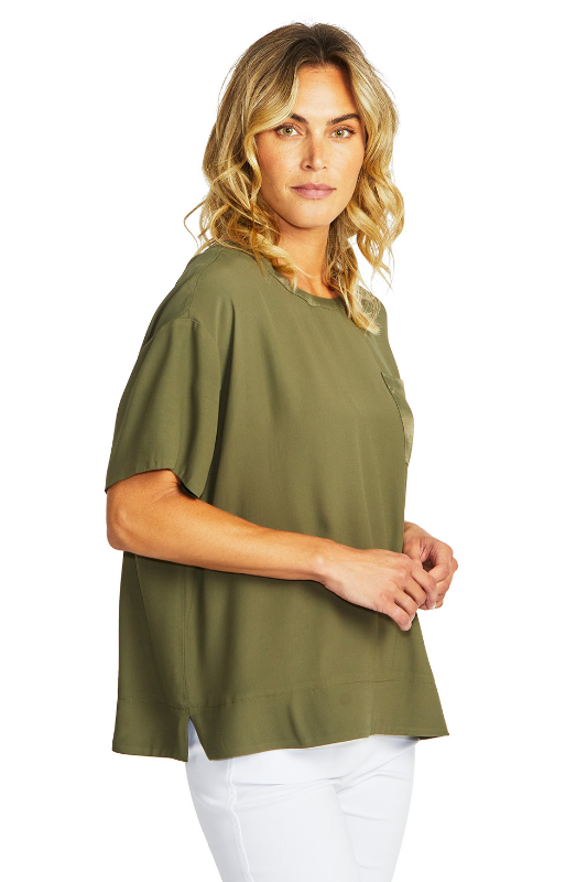 Ping Pong Helen Oversized Slinky Top | Khaki
