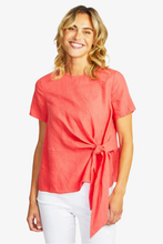 Load image into Gallery viewer, Ping Pong Jasmine Linen Knot Top in Coral
