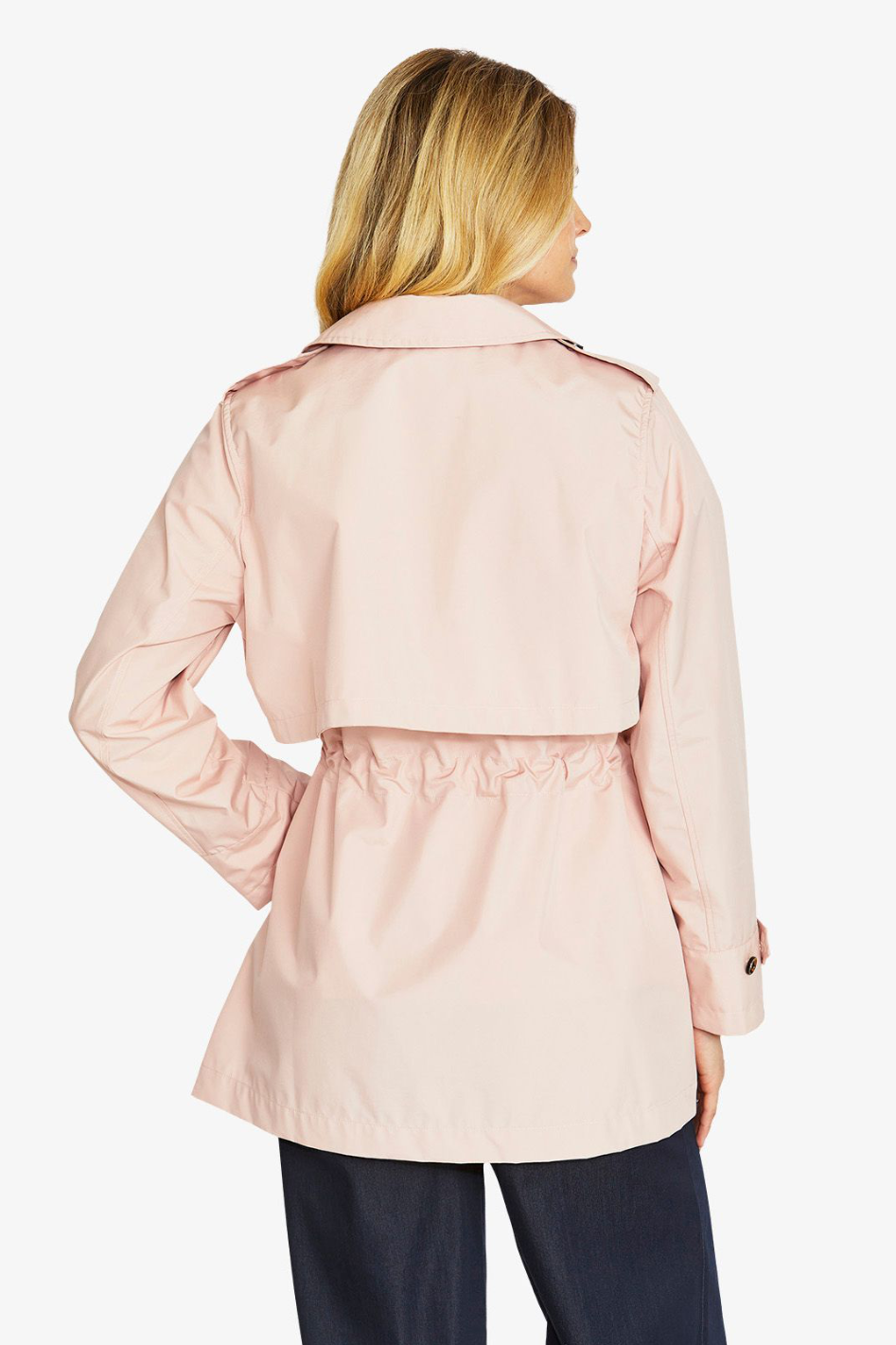 Ping Pong Kendra Crop Trench Coat in Pretty Pink