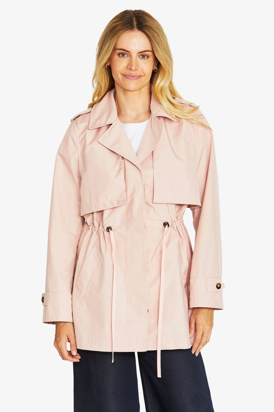 Ping Pong Kendra Crop Trench Coat in Pretty Pink