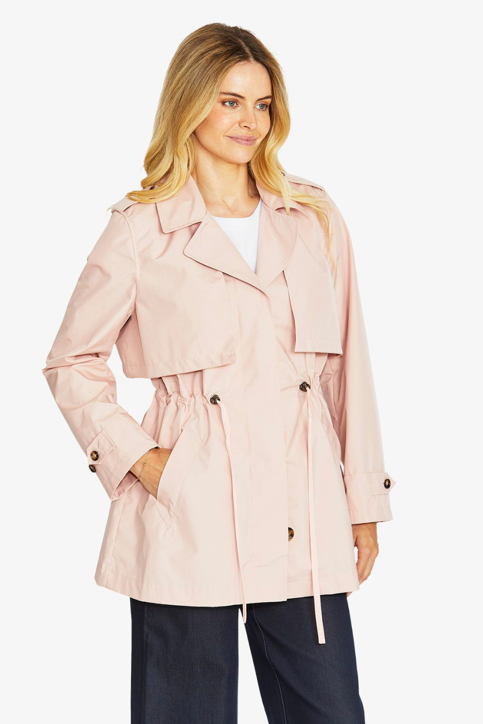 Ping Pong Kendra Crop Trench Coat in Pretty Pink