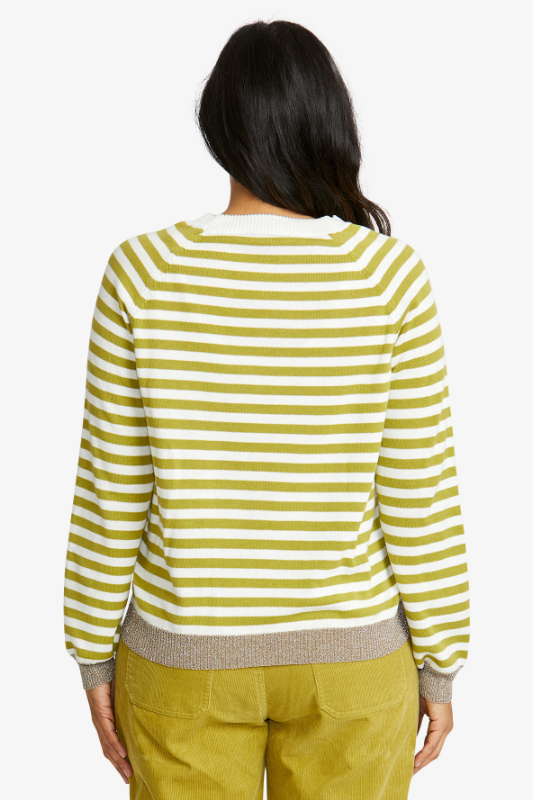 Ping Pong Kylie Stripe Pullover | Ivory/Celery