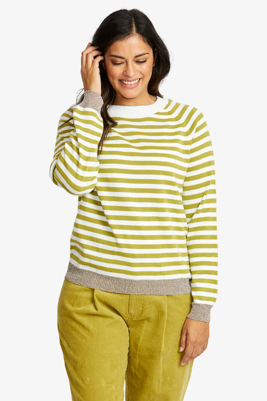 Ping Pong Kylie Stripe Pullover | Ivory/Celery