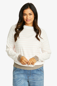 Ping Pong Kylie Stripe Pullover | Ivory/Quartz