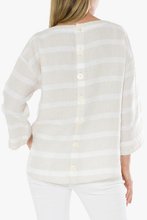 Load image into Gallery viewer, Ping Pong Stripe Linen Boat Neck Top in Flax and White
