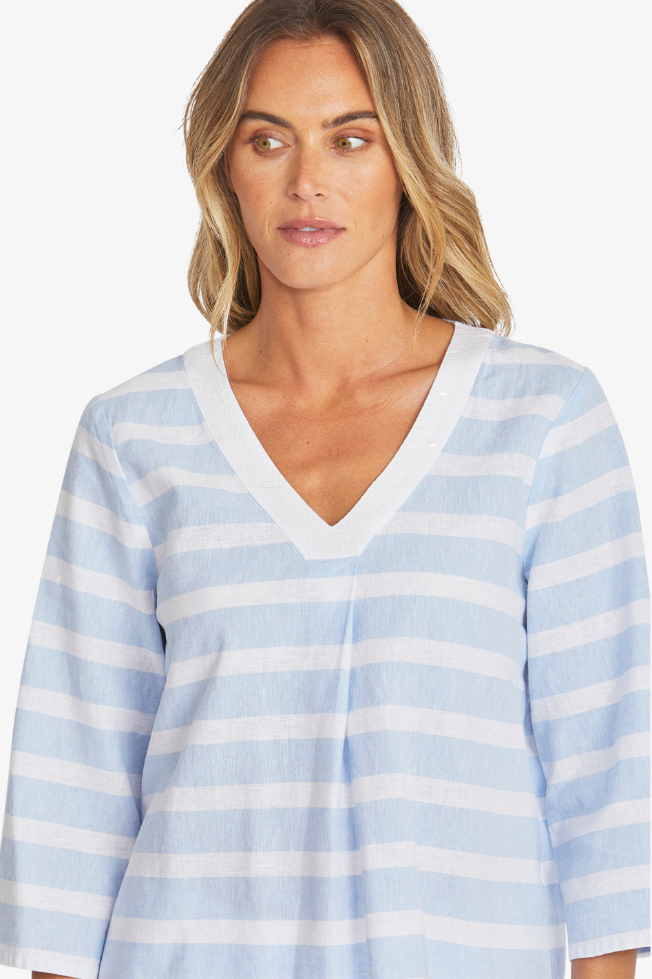 Ping Pong Miranda Top | White/Baby Blue | P595316