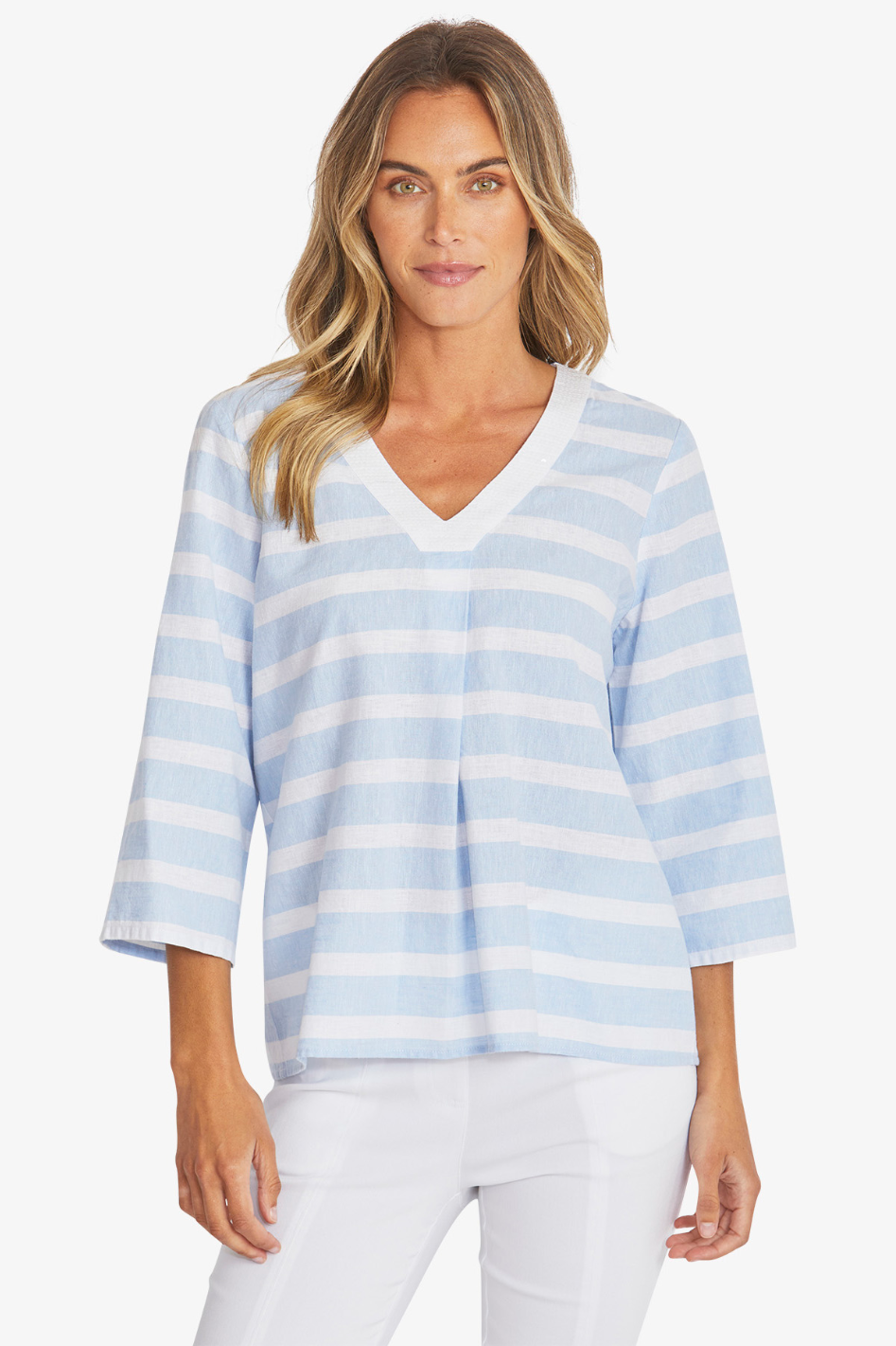 Ping Pong Miranda Top | White/Baby Blue | P595316