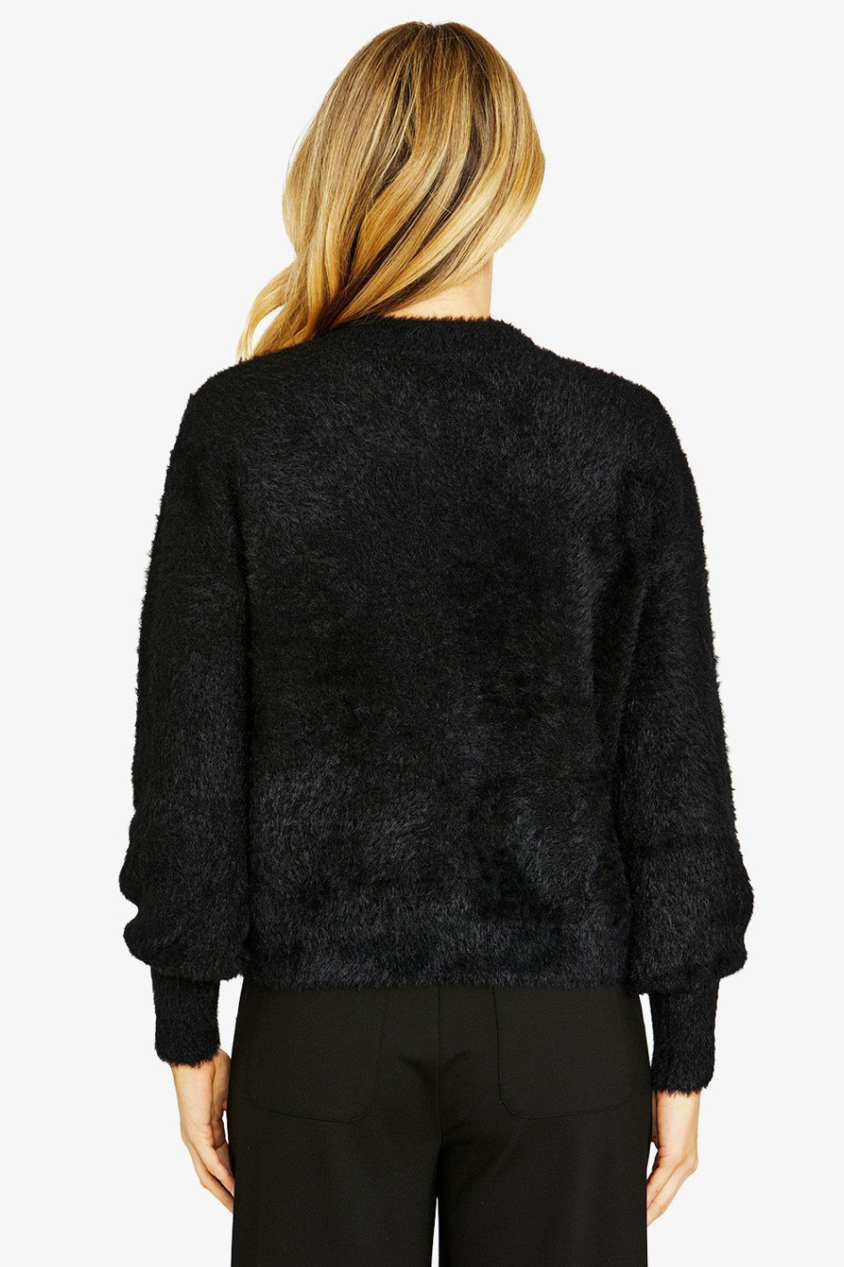 Ping Pong Molly Fluffy Cardigan in Black