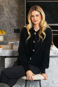 Ping Pong Molly Fluffy Cardigan | Black | 605026
