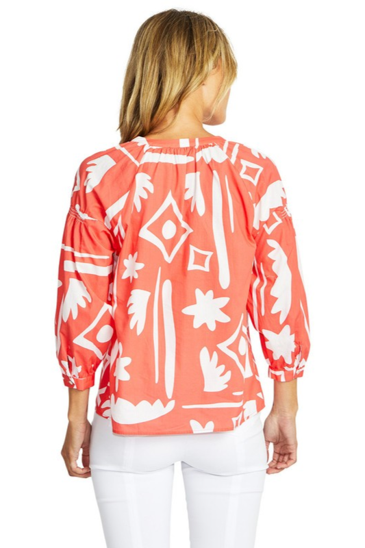 Ping Pong Moma Button Blouse | Coral/Ivory
