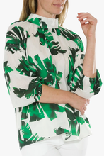 Load image into Gallery viewer, Ping Pong Pussy Bow Blouse in Mono Leaf Print
